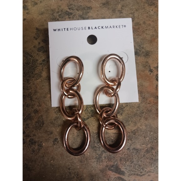 White House Black Market Jewelry - White House Black Market Rose Gold Chain Earrings NWT